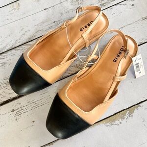 Torrid Sz 8.5 Two-Tone Black and Nude Slingback Flats NWT